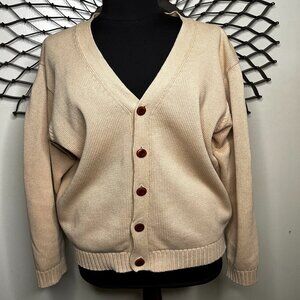 L.L. Bean Beige 100% Cotton Button Up Men's 90s Grunge Cardigan Sweater LG-REG